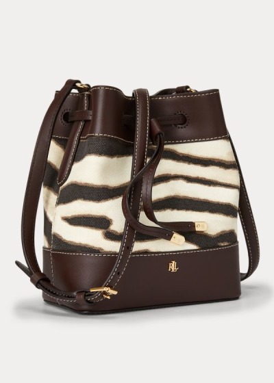 Bolsa Ralph Lauren Mujer Creme / Cafes - Print Debby Drawstring - DLREO8045